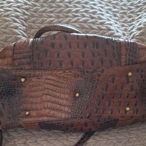 Brahmin Chestnut Crocodile Embossed Satchel